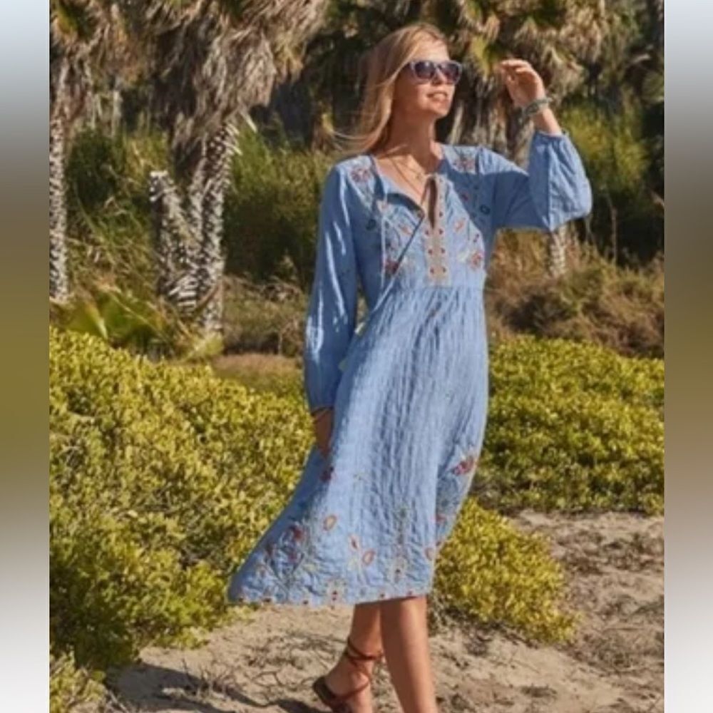 Johnny Was Kayra Midi Embrodiered Dress